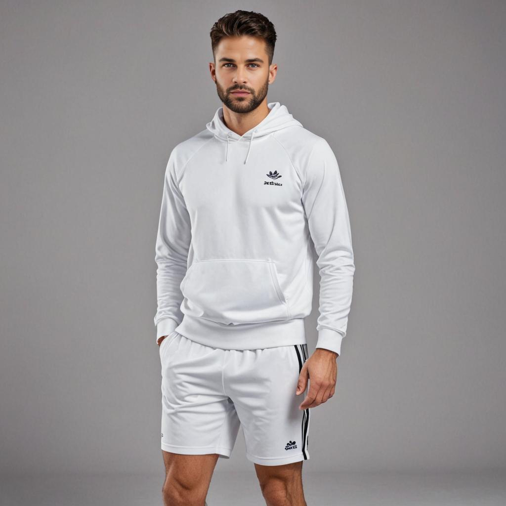 Confident man in stylish white sportswear