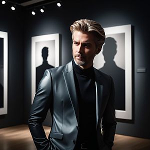 Stylish Man in Modern Art Gallery