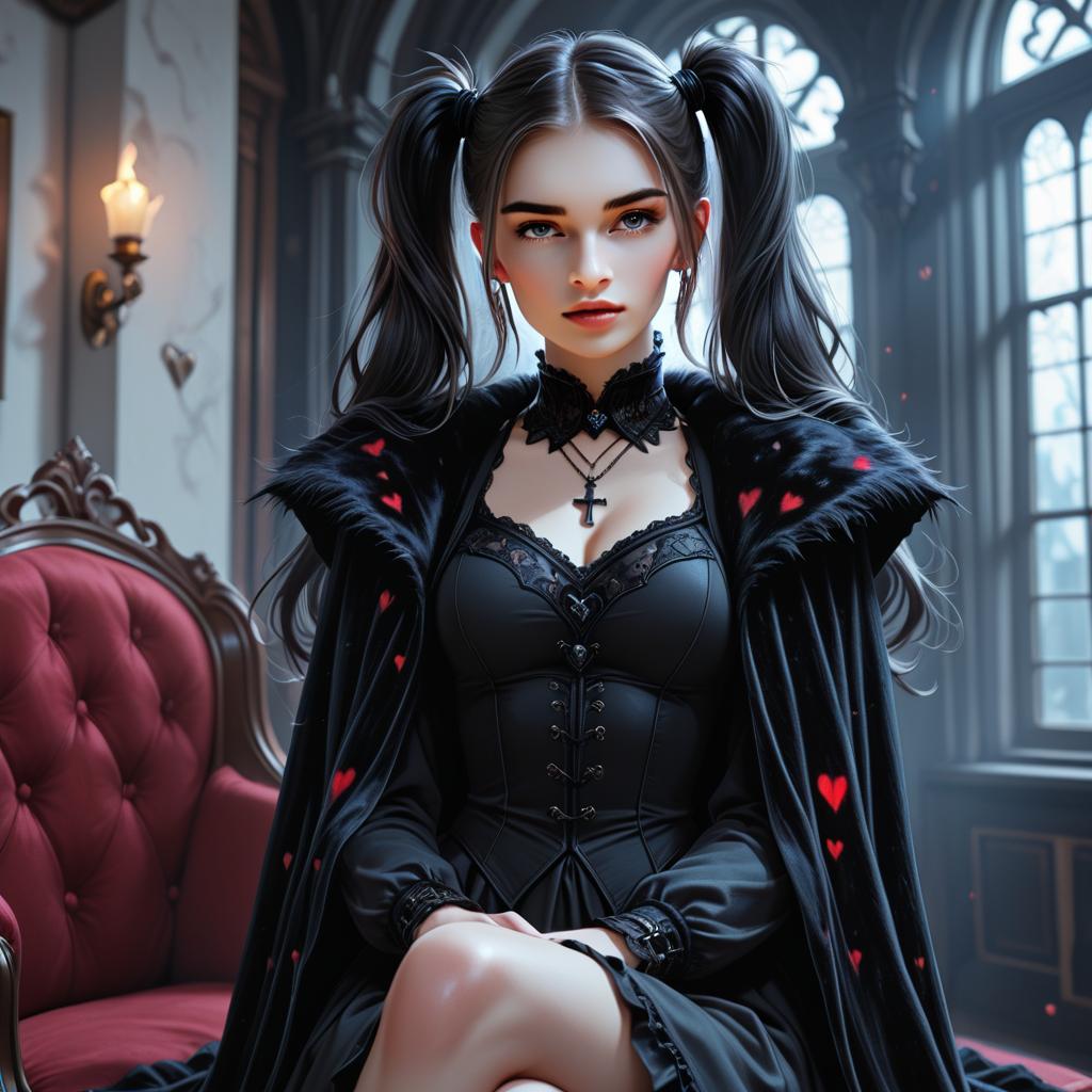 Gothic Woman in Victorian Room