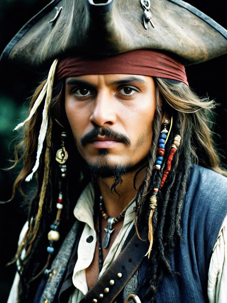 Jack Sparrow Pirate Costume Close-Up Portrait