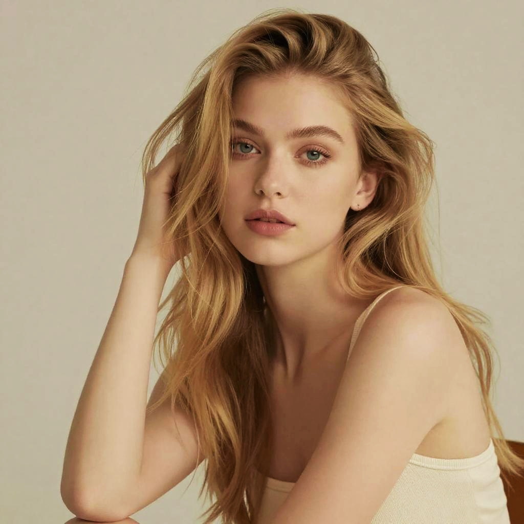 Natural Beauty Portrait of a Young Blonde Woman Representing Gen Z Style