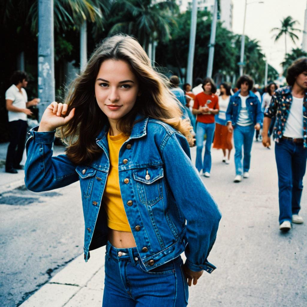 Confident Woman in Denim on Lively City Street