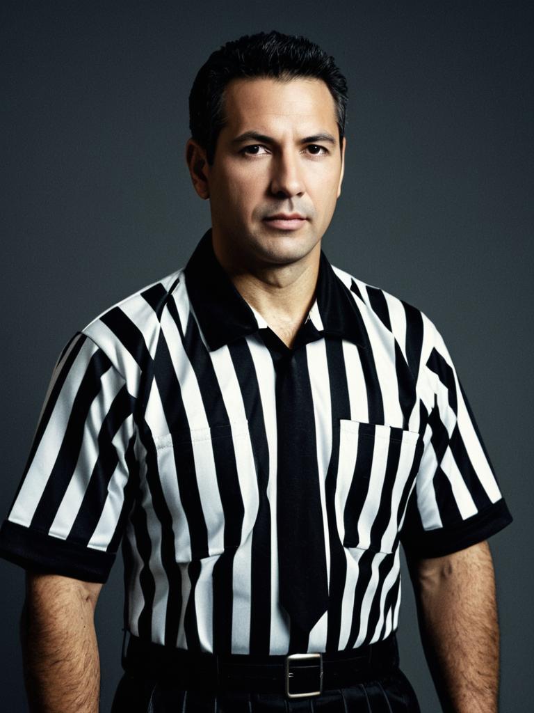 Man in Referee Costume Photorealistic Detailed Studio Portrait