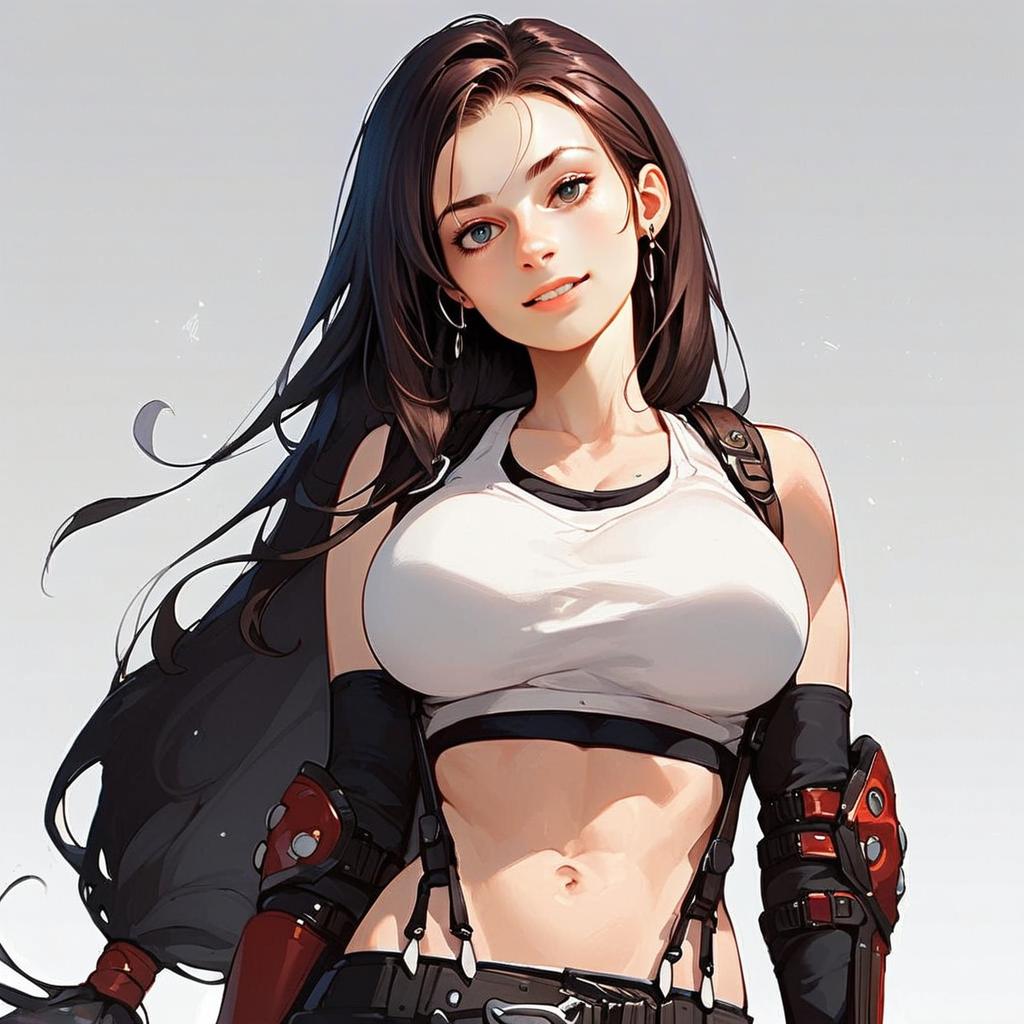 Anime Style Digital Art of a Strong Woman in Sporty Outfit