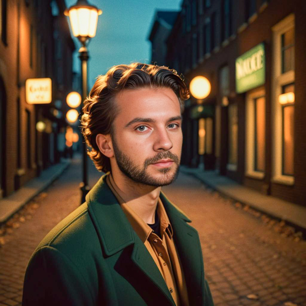 Stylish Young Man in Vintage Street