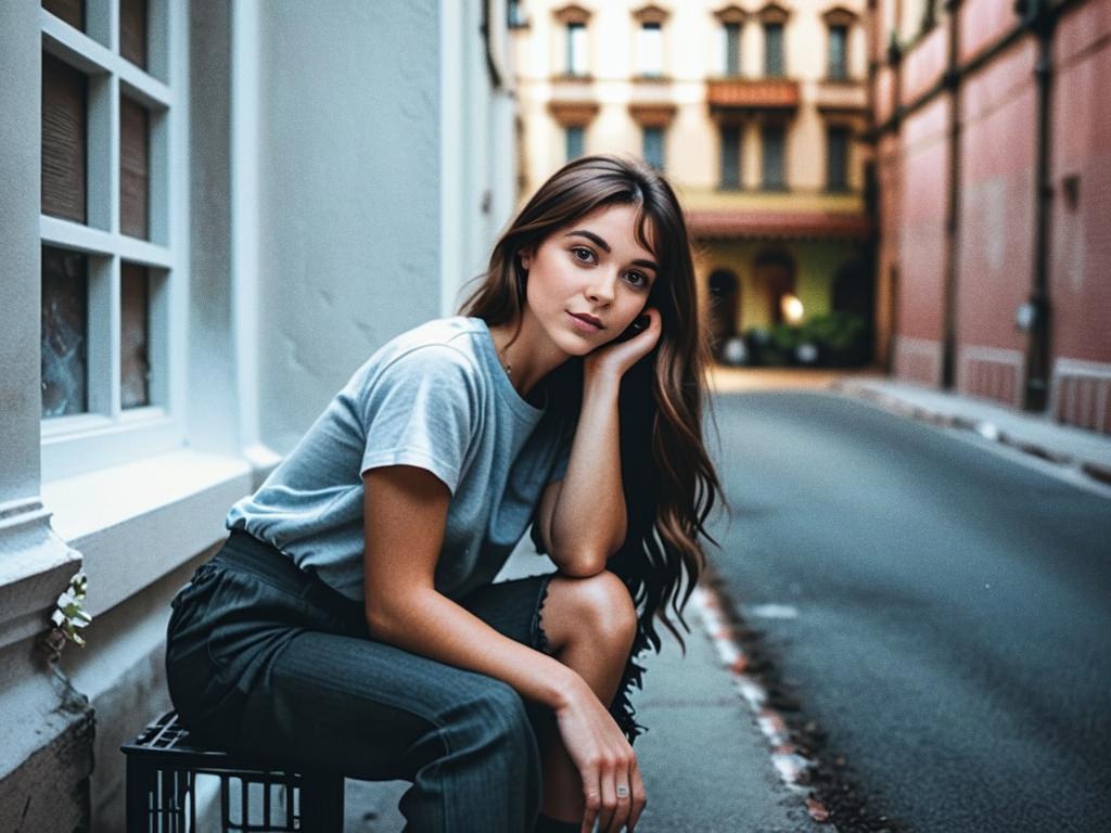 Stylish Young Woman in Urban Setting