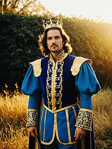 Man in Royal Fantasy Prince Costume Photorealistic Outdoor Portrait