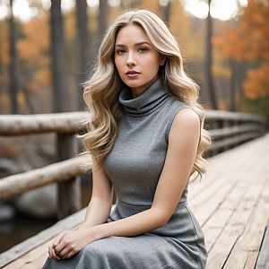 Young Woman in Autumn Forest