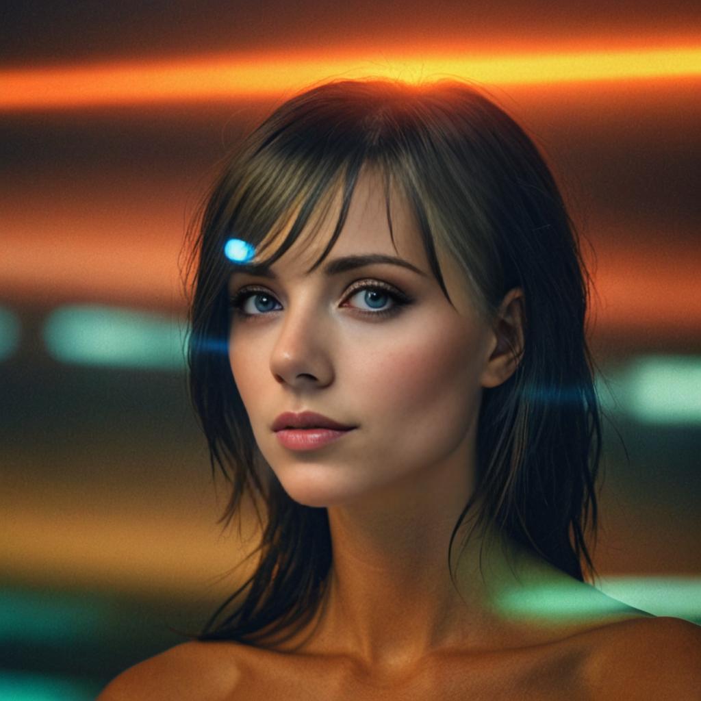 Futuristic Cyborg Woman with Glowing Implant