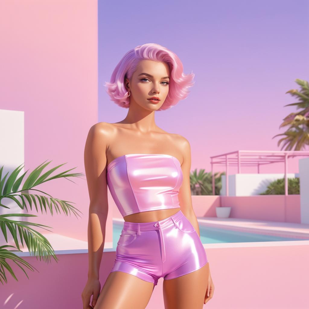 Stylish Woman in Pastel Architecture