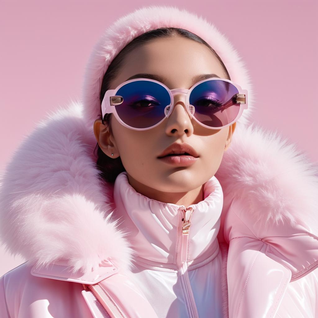 Fashionable Woman in Pink Jacket with Sunglasses