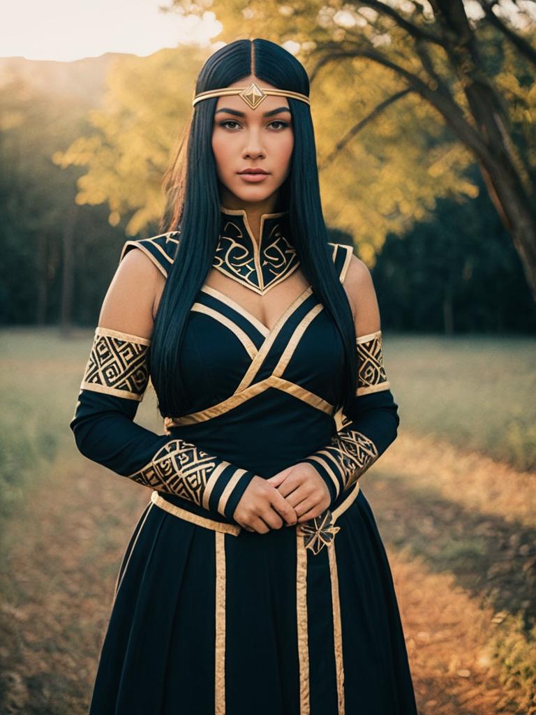 Realistic Photo of Woman in Kalifa Costume Cosplay Outdoors