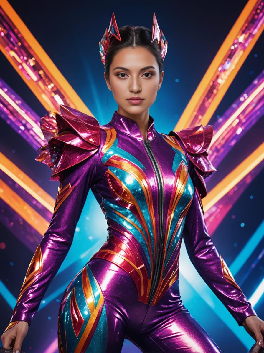 Futuristic Woman in Vibrant Costume