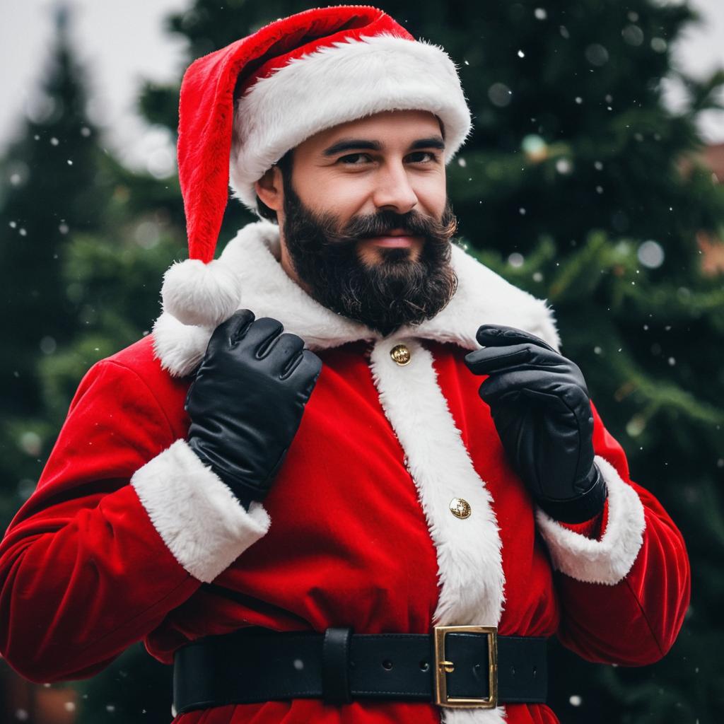 Bearded Santa in Snowy Setting