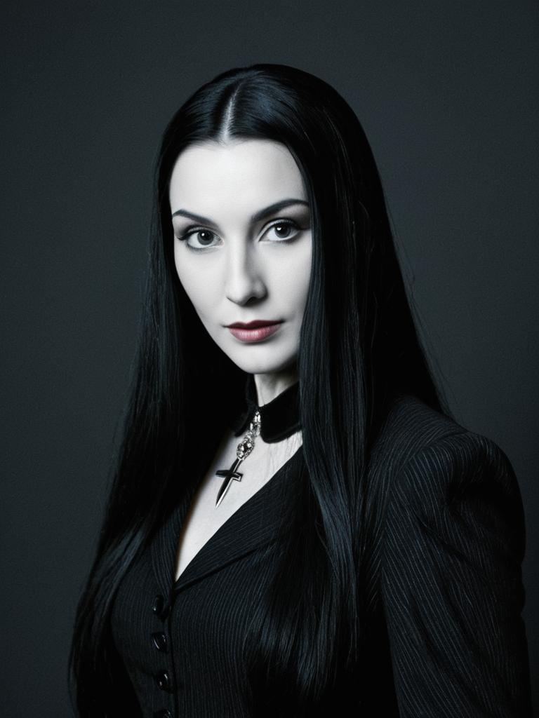 Morticia Addams Costume Woman Professional Cosplay Studio Portrait