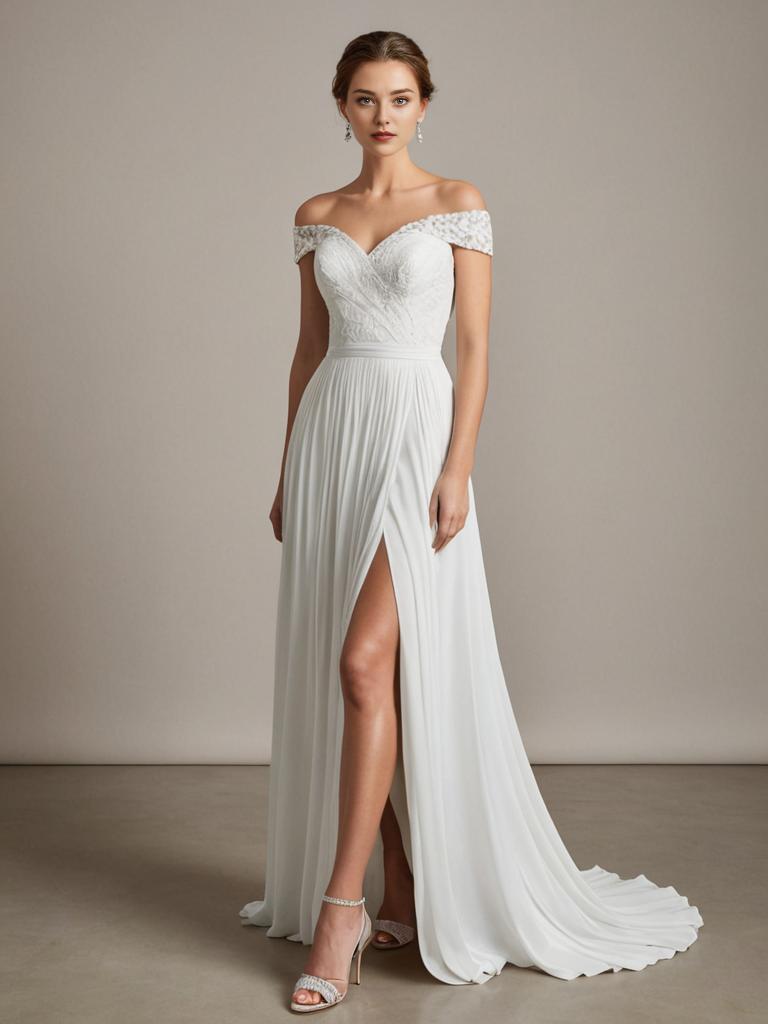 Elegant Off-the-Shoulder White Wedding Dress