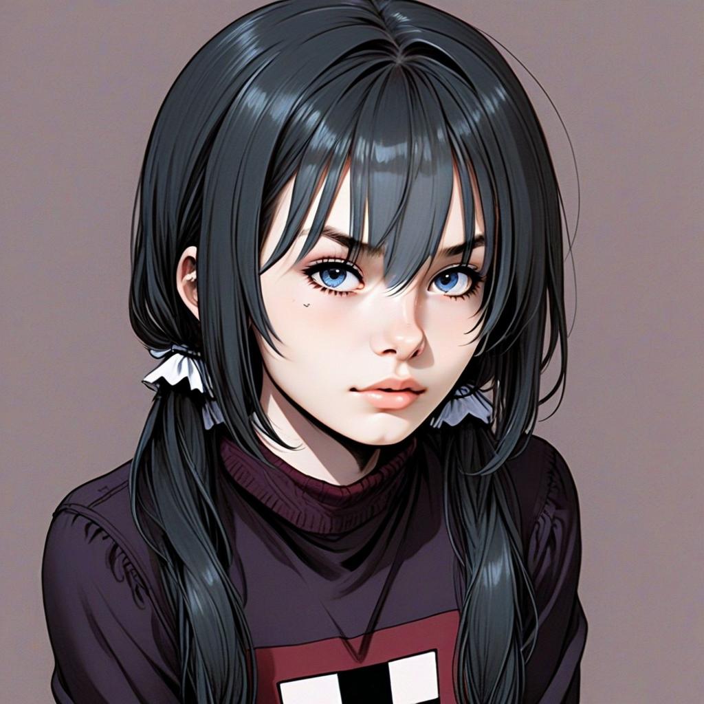 Monoko Dark Illustrious Anime Style Portrait of Young Woman
