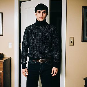 Young Man in Black Turtleneck and Dark Jeans