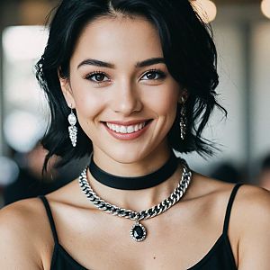 Smiling Woman with Elegant Jewelry