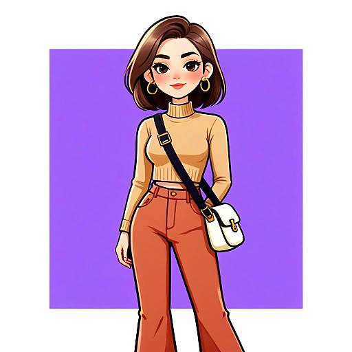 Stylish Woman with Pretty Face and Casual Streetwear Illustration