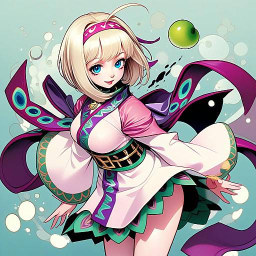 Moriyama Shiemi Anime Character Art in Kimono Outfit