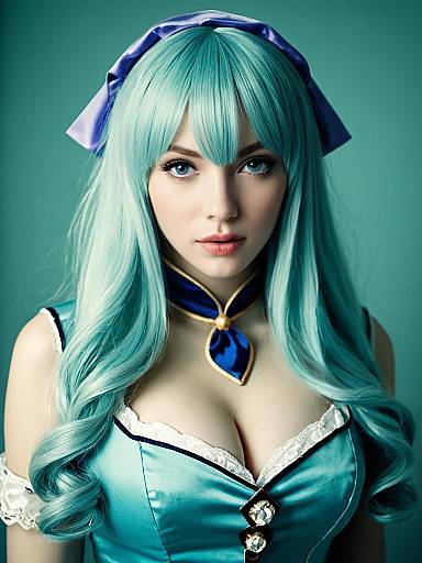 Realistic Sheryl Nome Cosplay Woman with Turquoise Wig