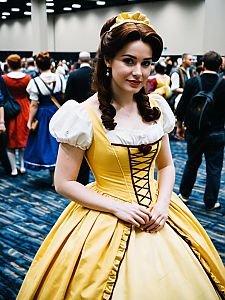 Woman in Belle Dress at Fantasy Convention Candid Portrait