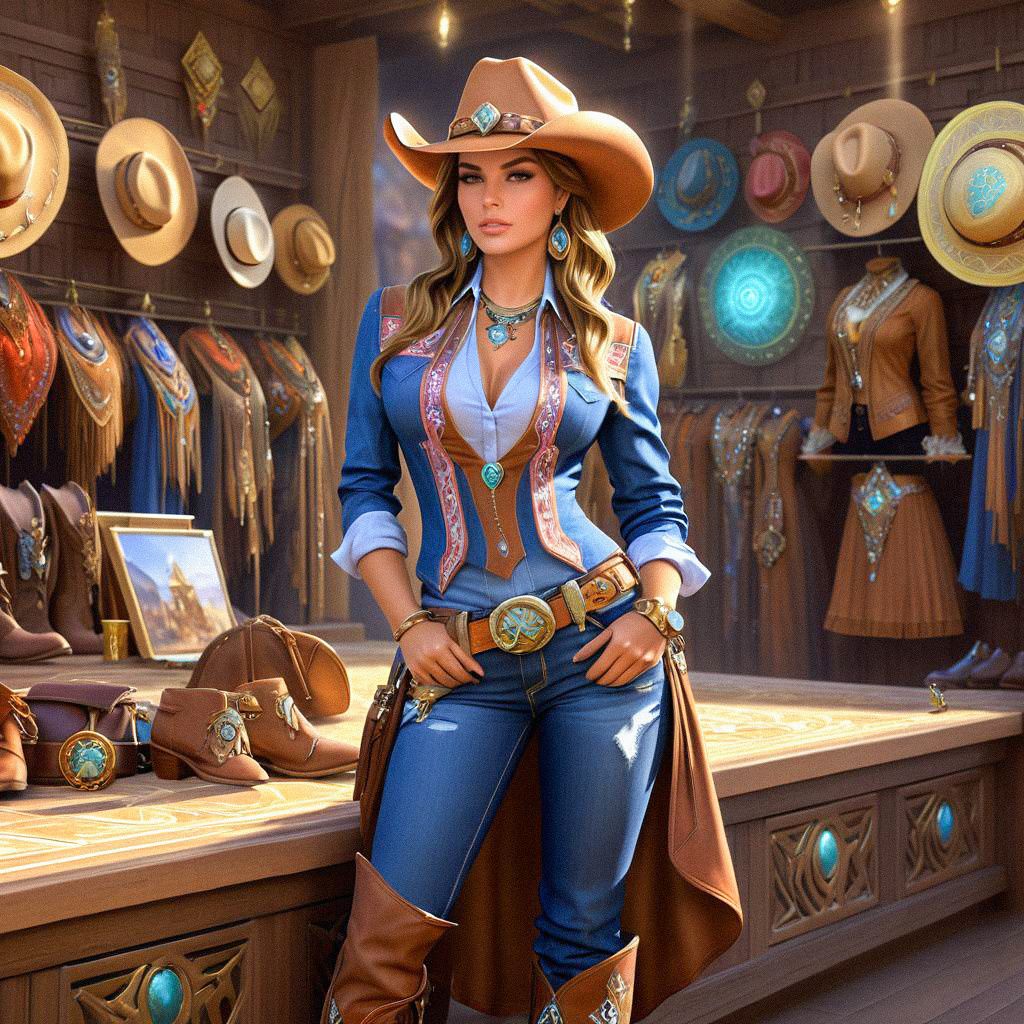 Confident Woman in Stylish Cowboy Outfit