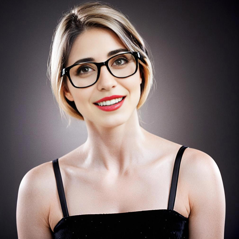 Elegant Woman with Stylish Hair and Glasses