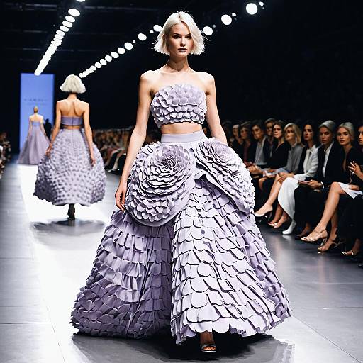 Lavender Layered Petal Dress Fashion Show Runway