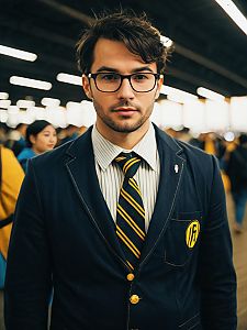 Man in Nerd Costume at Cosplay Festival Portrait Photorealistic Realism
