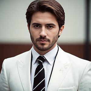 Confident Young Man in Stylish White Suit