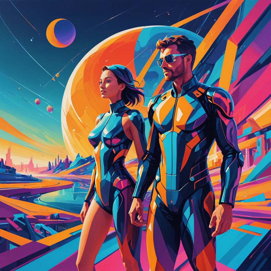 Futuristic Cyberpunk Couple in Neon City