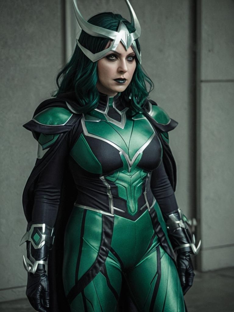 Realistic Fantasy Green Armor Woman Cosplay Portrait