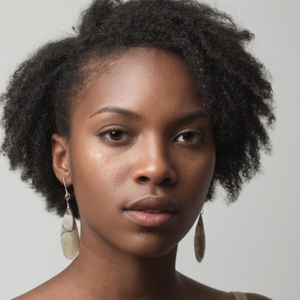 Elegant Woman with Curly Hair and Drop Earrings