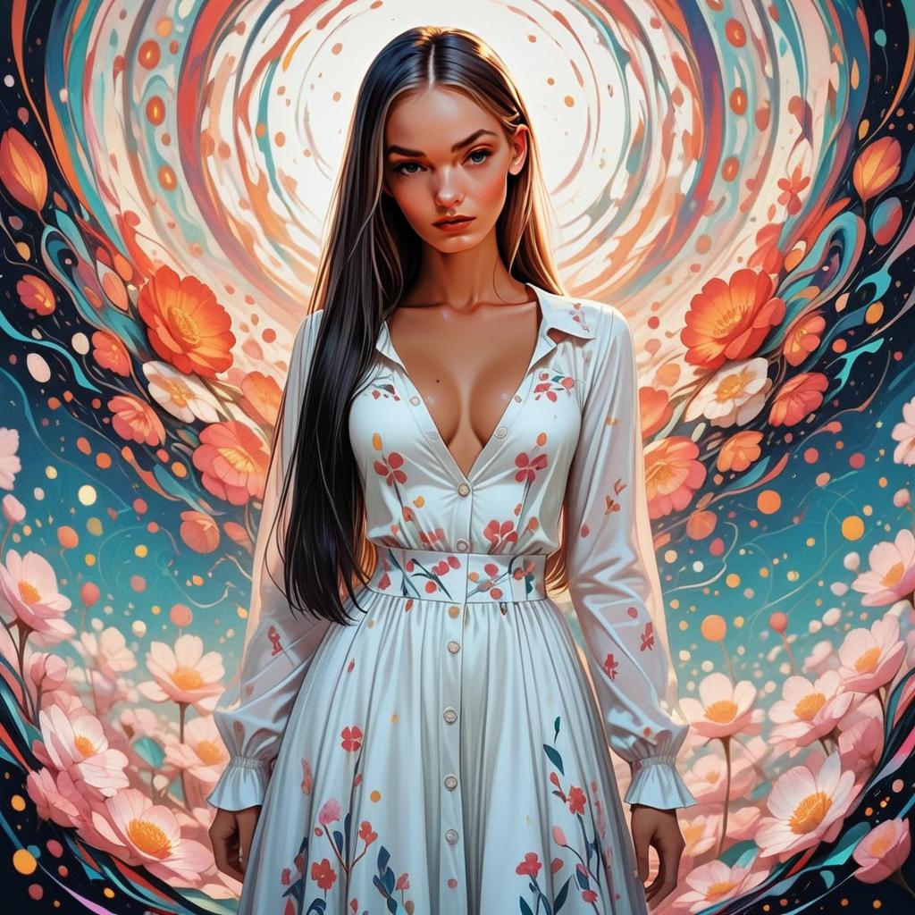 Confident Woman in Floral Dress Confident Woman in Floral Dress