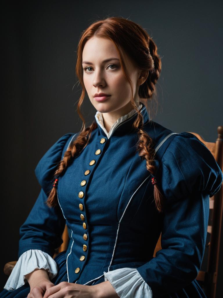Civil War-era Woman in Detailed Costume