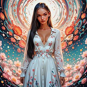 Confident Woman in Floral Dress