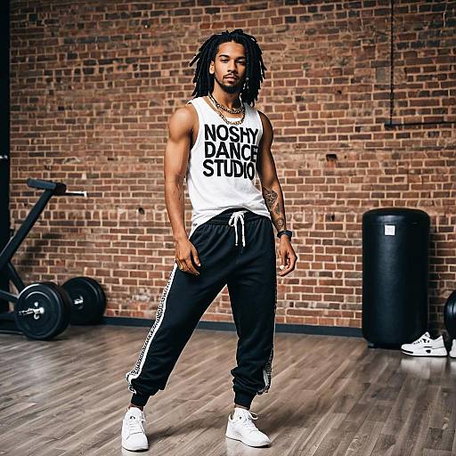 Young Man Standing in Urban Dance Studio Wearing NOSHY Dance Studio Apparel