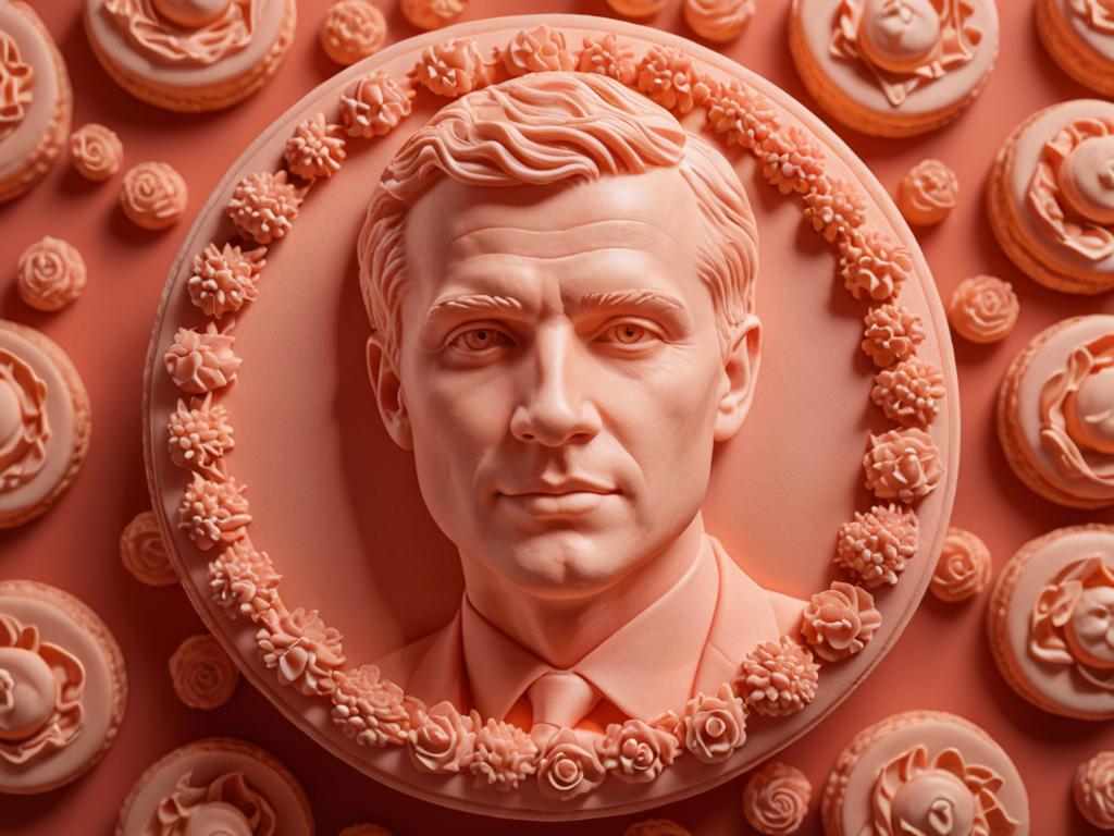 3D Face of a Man on Macaron