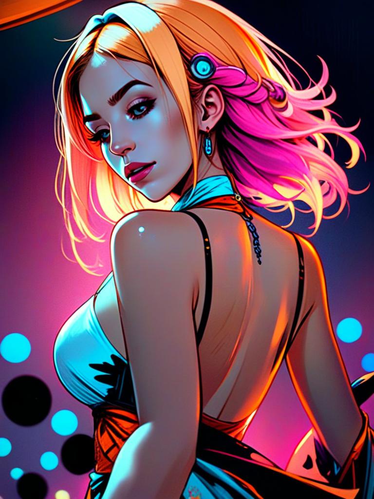 Vibrant Woman with Dual-Toned Hair
