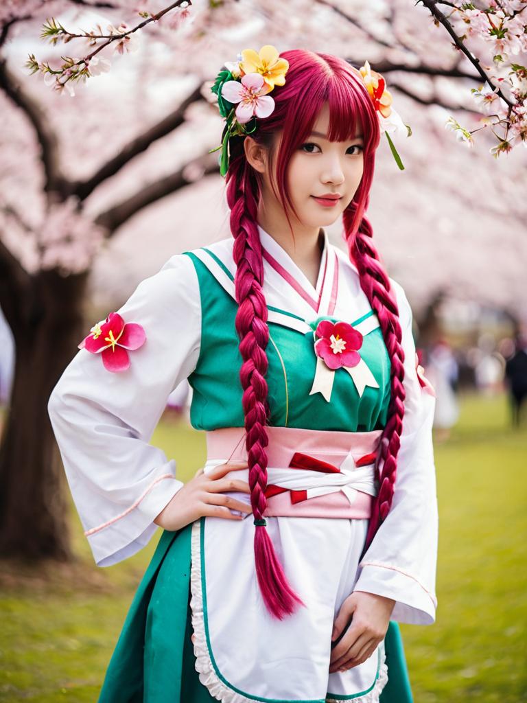 Hanami Kotoha Cosplay with Cherry Blossoms Outdoors