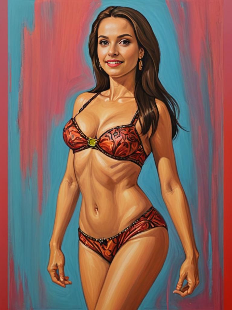 Artistic Woman in Bikini Painting