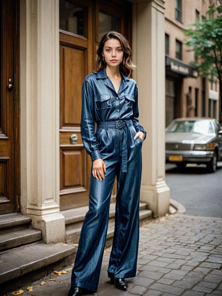 Woman in Blue Jumpsuit - Urban Fashion