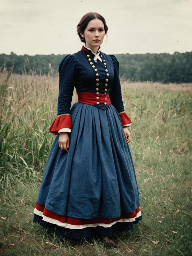 Woman in 19th Century Dress Outdoors