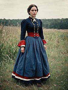 Woman in 19th Century Dress Outdoors
