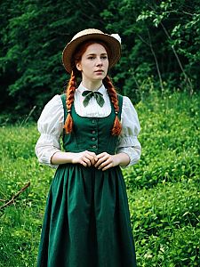 Woman in Anne of Green Gables Costume Dramatic Editorial Cosplay Photo