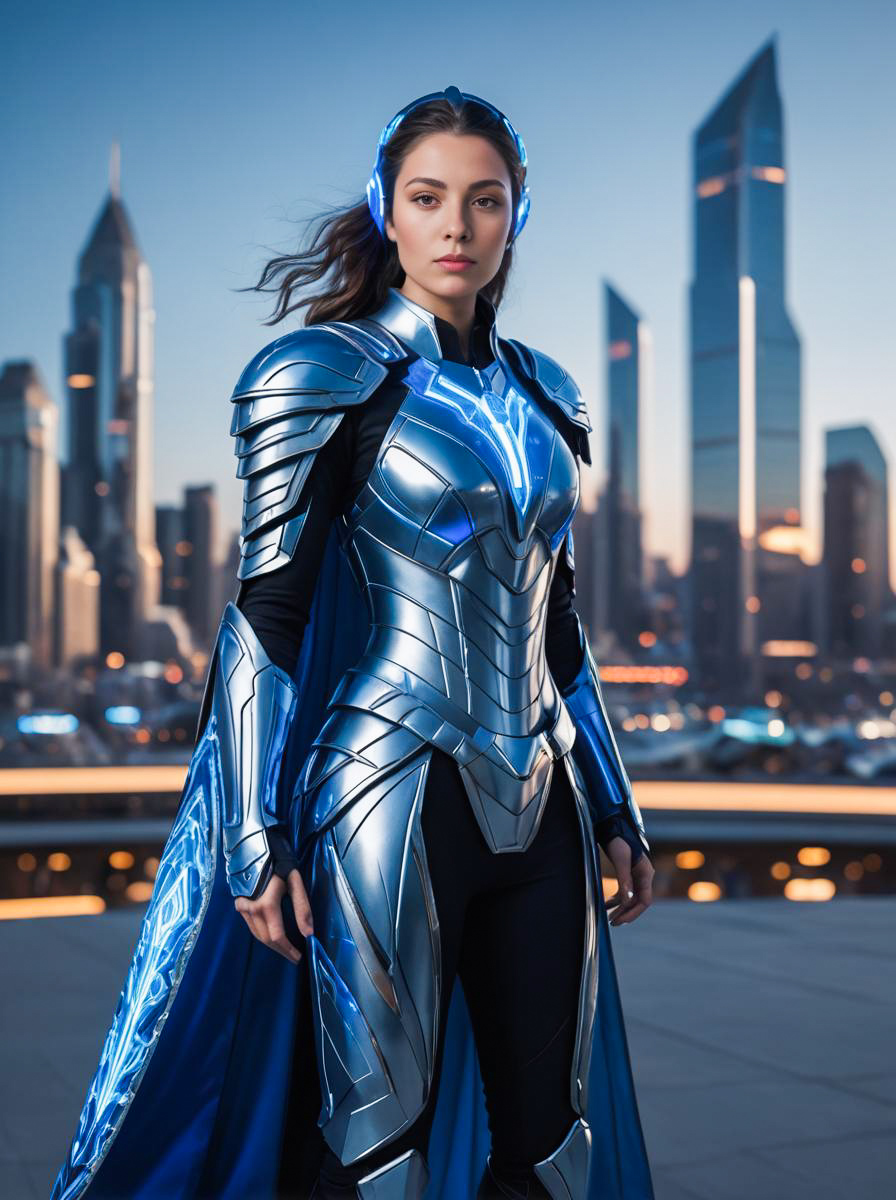 Futuristic Woman in Armored Costume