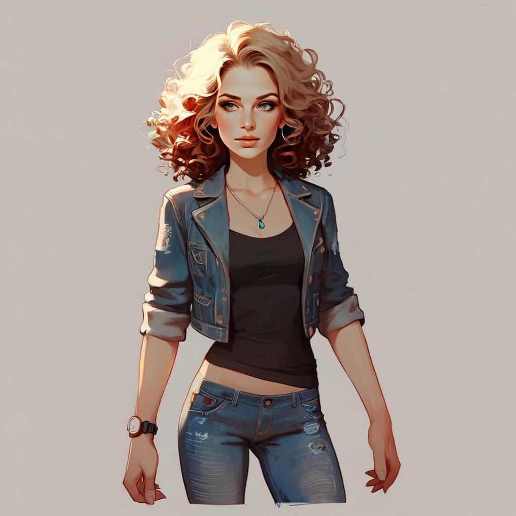 Confident Young Woman in Stylish Outfit