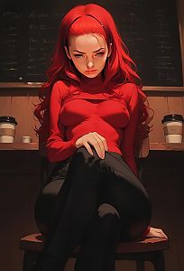 Woman with Red Hair in Cozy Setting